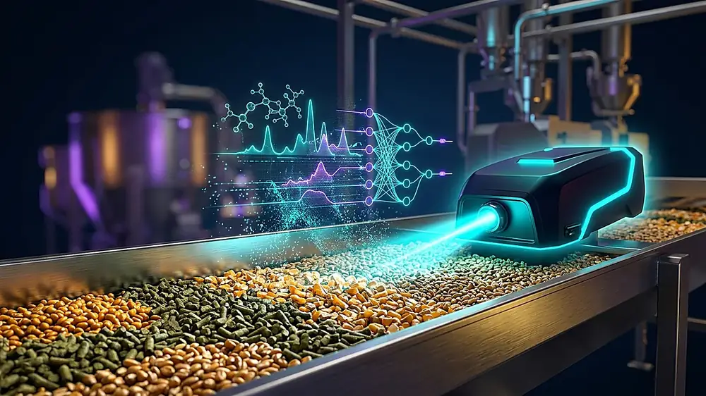 Feed mill NIR integration decision point showing calibration readiness checklist for AI adoption